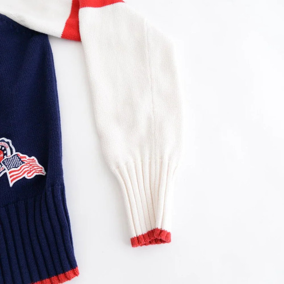 Vintage Route 66 Navy Red Knit Patriotic America 1776 100% Cotton Zip Sweater M - Picture 5 of 11